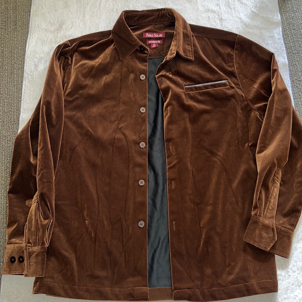 🌴Paulo Solari modern fit soft corduroy button shirt jacket buttondown size M